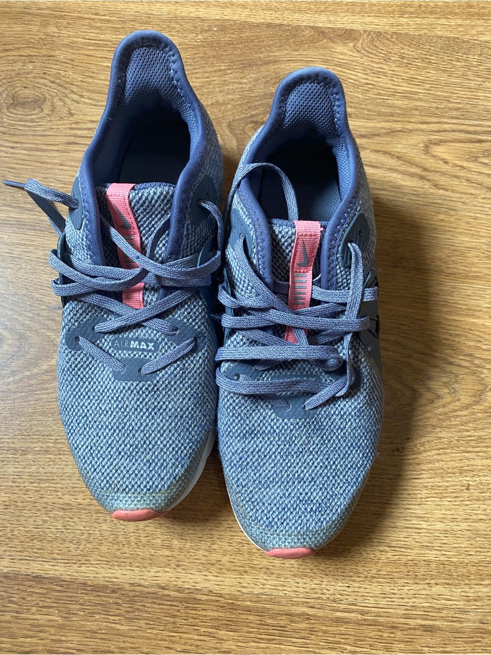 Nike Kids Blue Knit Air Max Sneakers with Pink Accents
